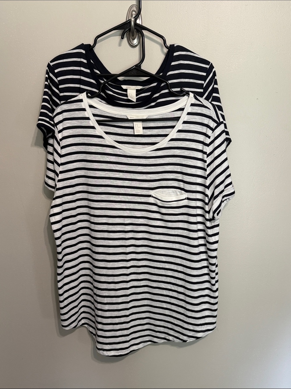 H&M Women’s Set of 2 Black & White and White & Black Striped Tees